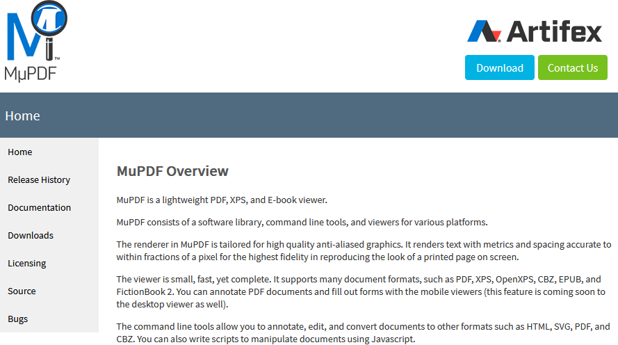 Opensource MuPDF Reader download